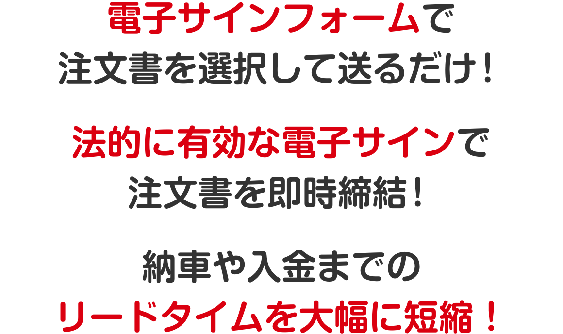 電⼦サインフォームで注⽂書を選択して送るだけ！